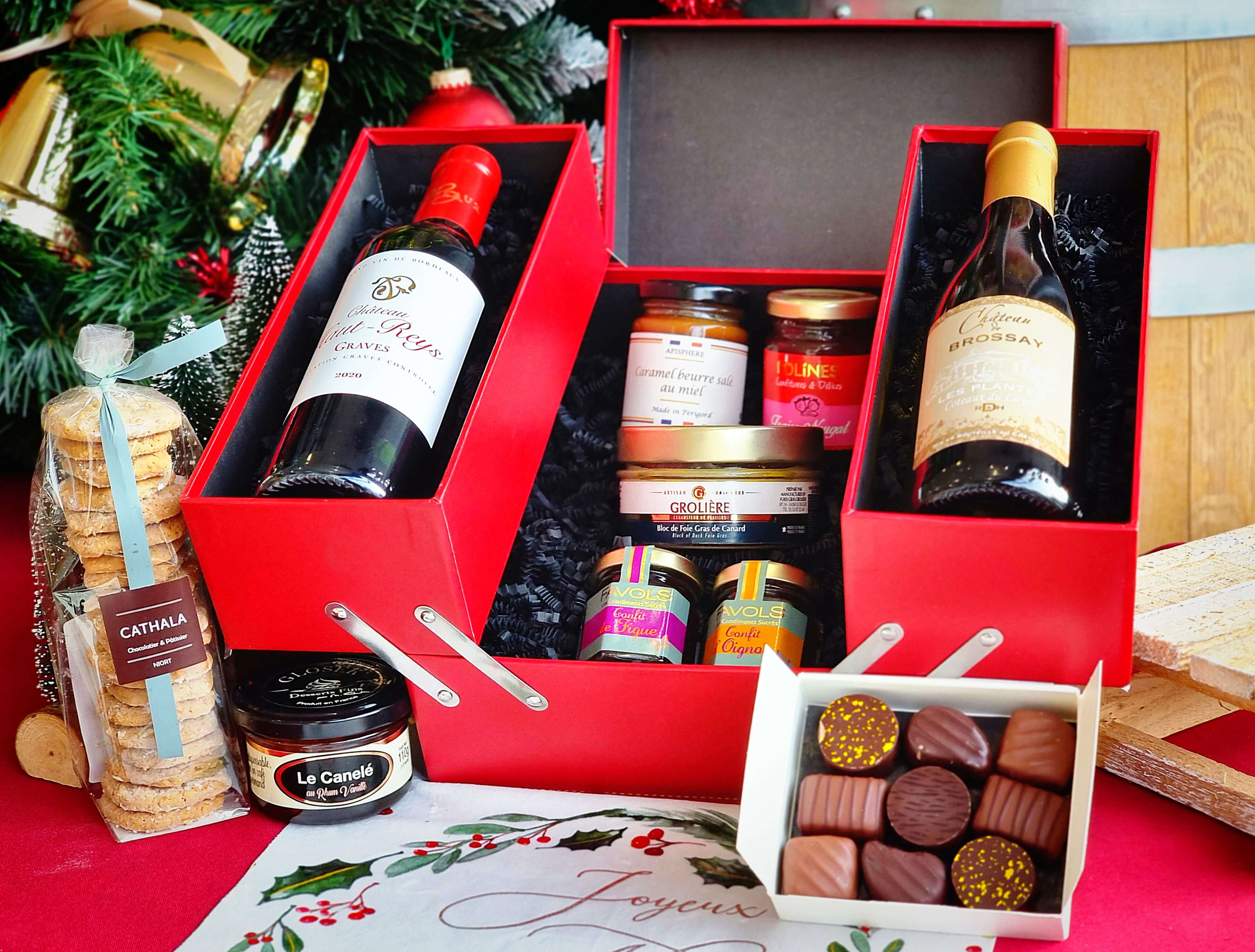 Coffret Gourmand Noël - Caisse à Outils - Vins et Foie Gras - Confiture et Chocolat - C est Cela