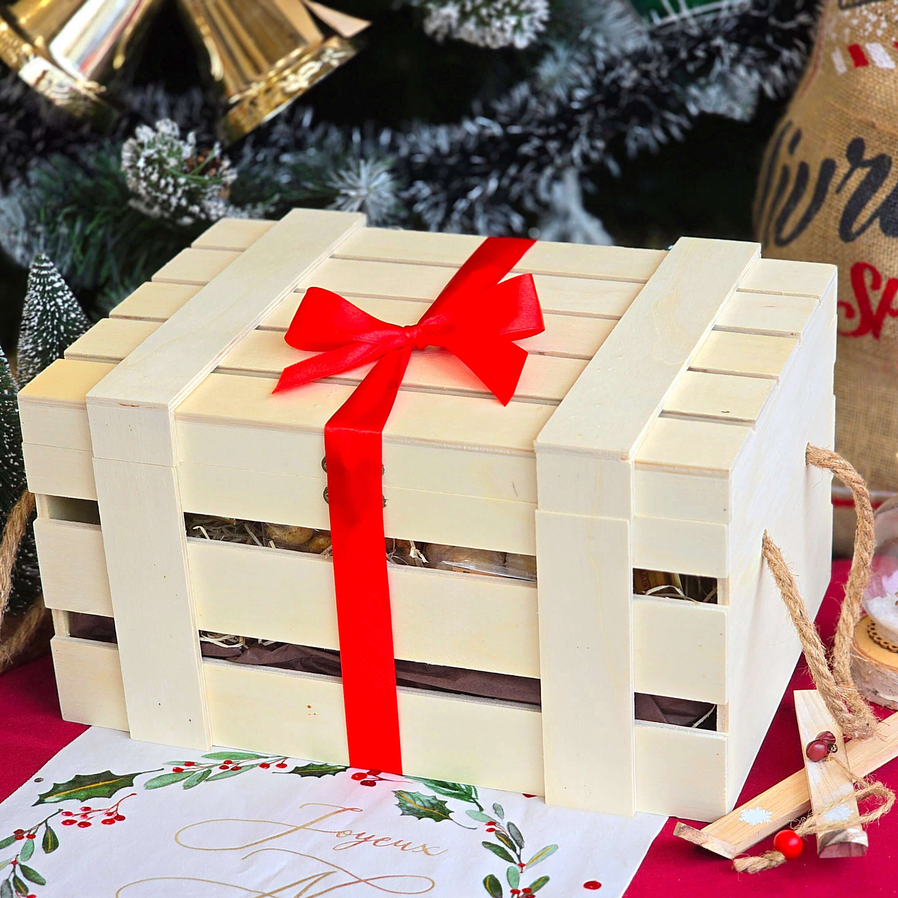 Coffret Gourmand Bois "La Belle des Fêtes"